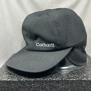 Carhartt Fitted XL Hat Cap Lining Ear Flap Black Canvas Farmer Outdoor USA Mens